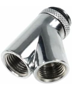Alphacool 17062 HF Y-45 Connector - G1/4 revolvable - 2X Inner 1x Outer Thread - Chrome Water Cooling Fittings