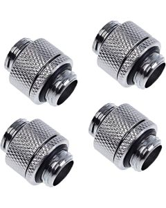 Alphacool Eiszapfen G1/4" Male to Male 10mm Extender Fitting, Rotary, Chrome, 4-Pack